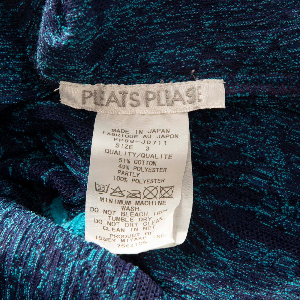 Issey Miyake Pleats Please Blue Embroidered Cardigan