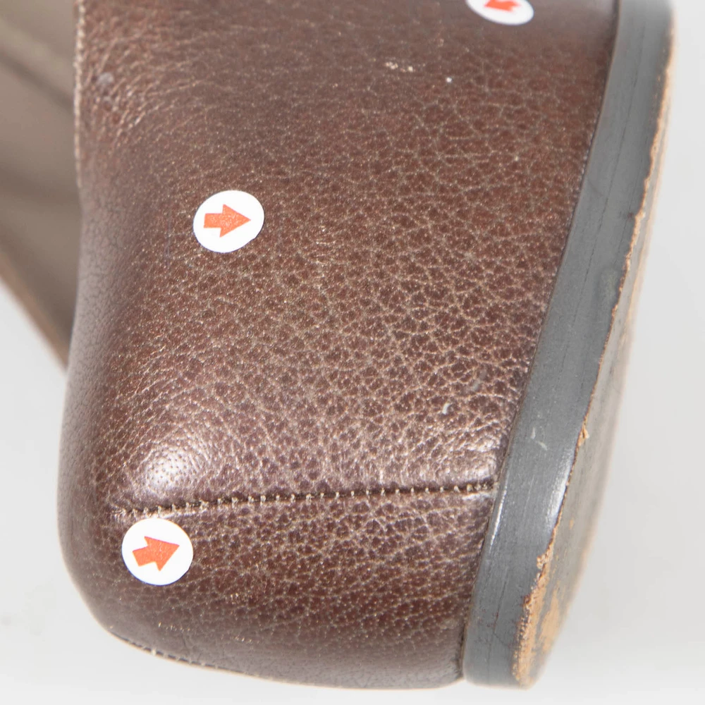 Saint Laurent Brown Leather Platform Pumps
