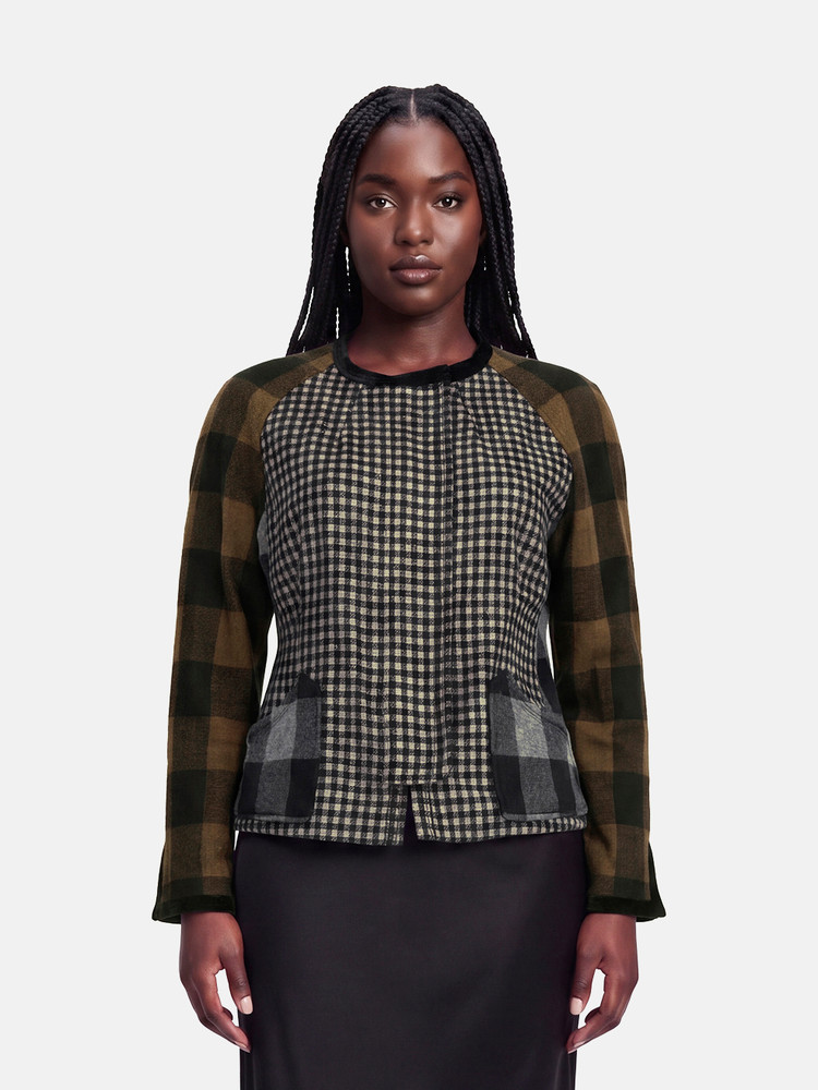 Etro Houndstooth & Checkered Wool Jacket