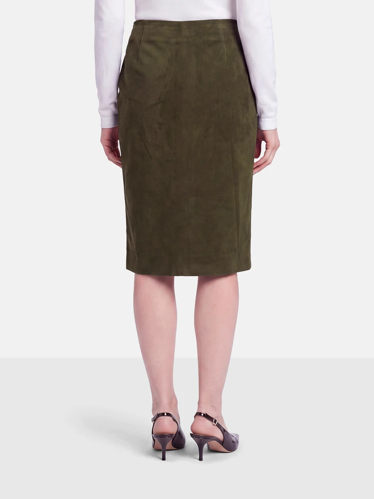 Balenciaga Khaki Vegan Suede Skirt