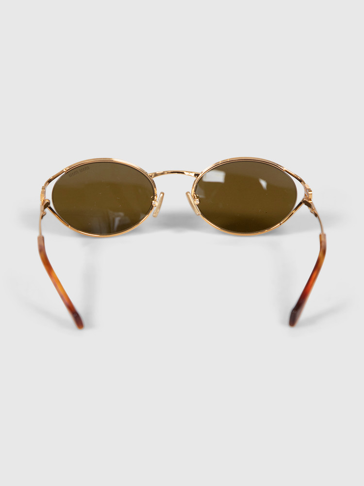 Miu Miu Gold Oval Logo Sunglasses