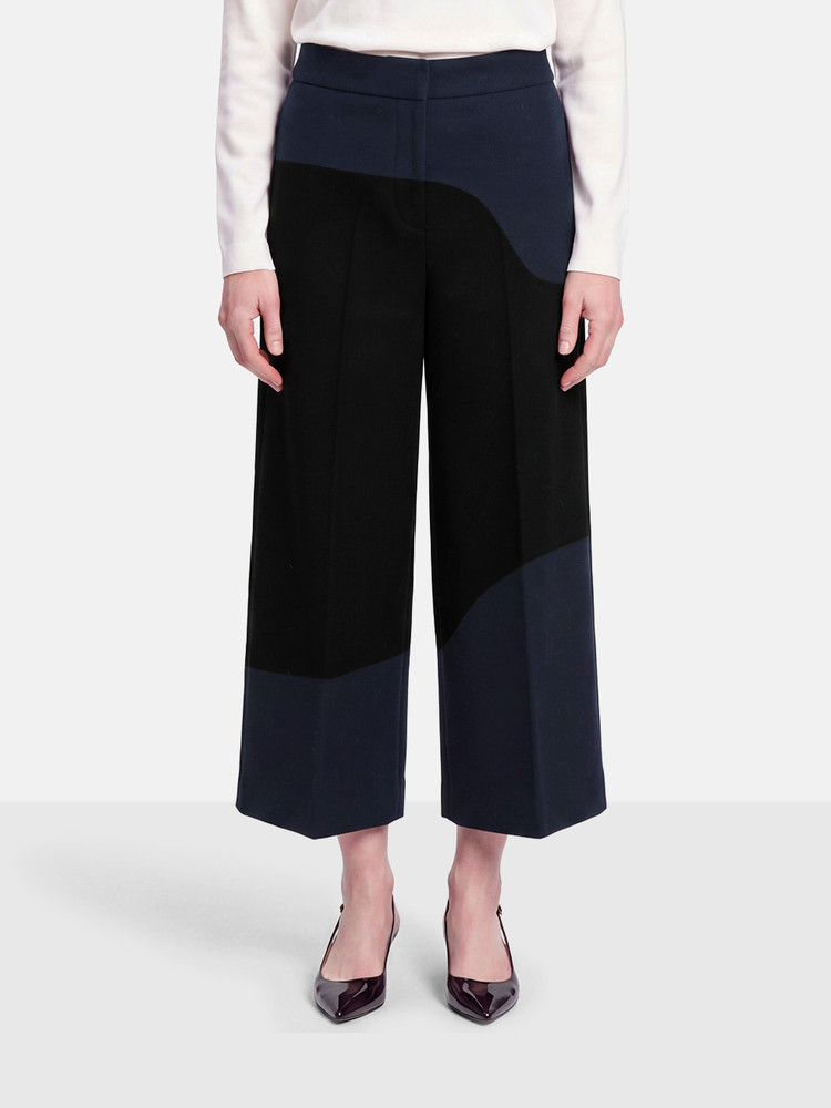 Tibi Black & Navy Wool Cropped Trousers