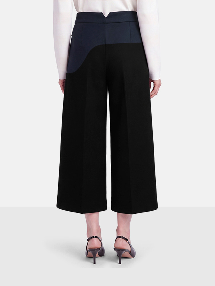 Tibi Black & Navy Wool Cropped Trousers