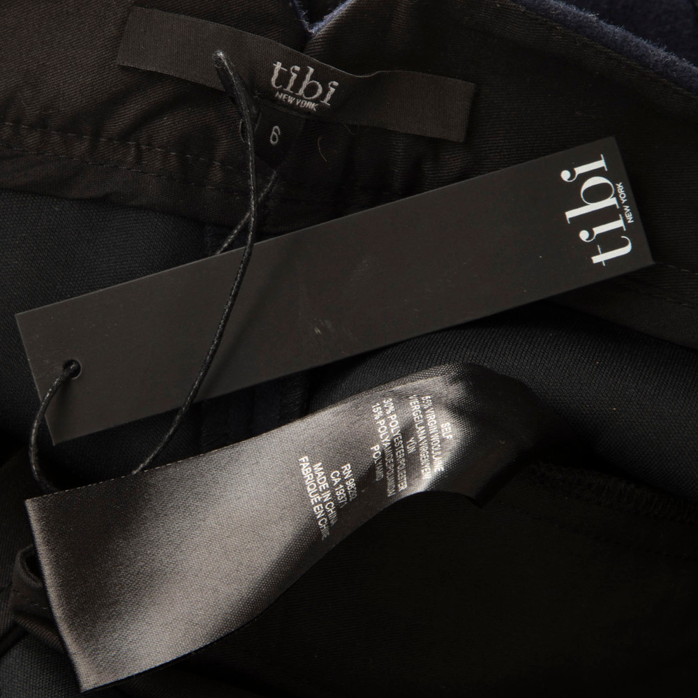 Tibi Black & Navy Wool Cropped Trousers