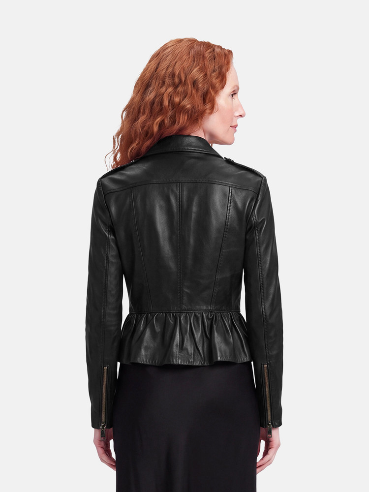Burberry Black Lambskin Leather Biker Jacket