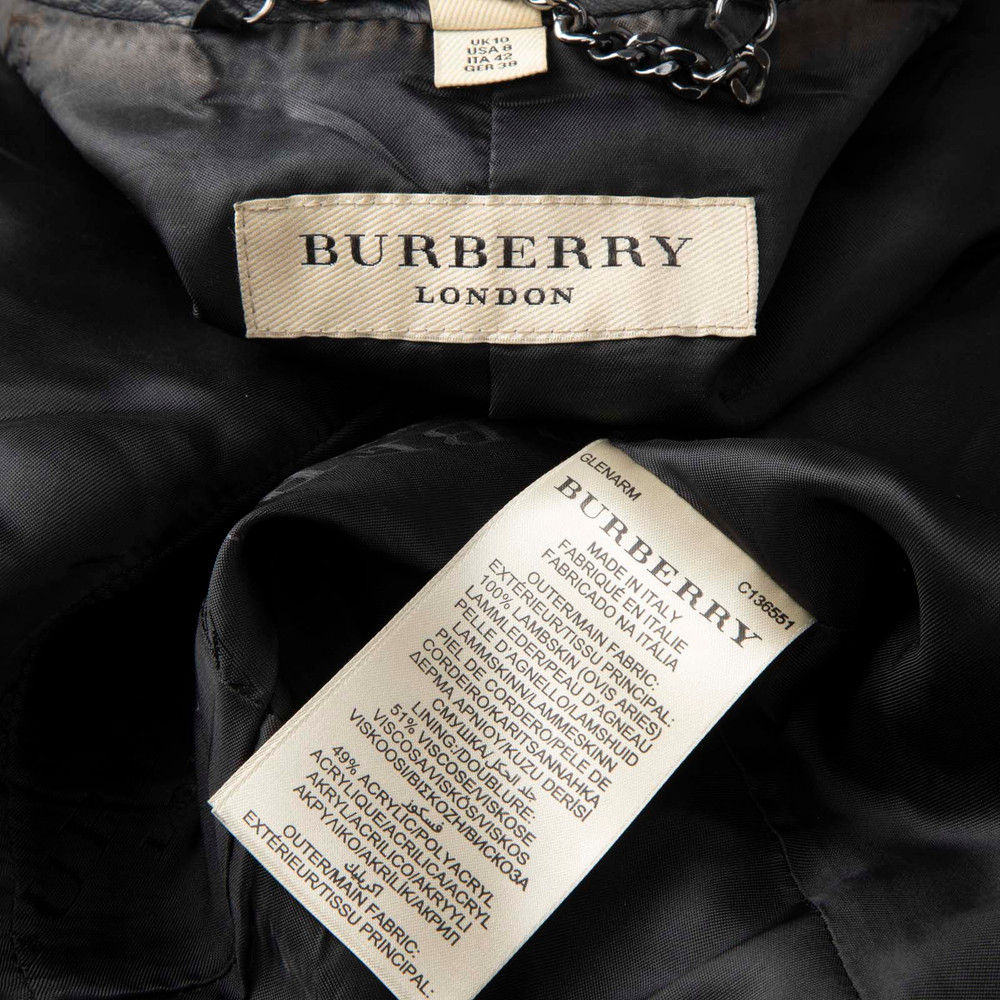 Burberry Black Lambskin Leather Biker Jacket