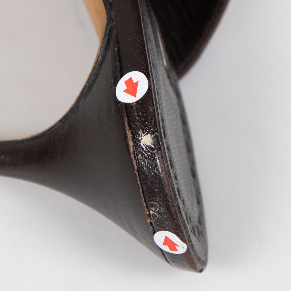 Manolo Blahnik Zig Zag Pony Hair Wood Charm Mules