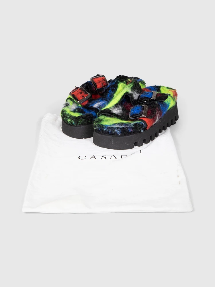 Casadei Wool Felted Platform Sandals