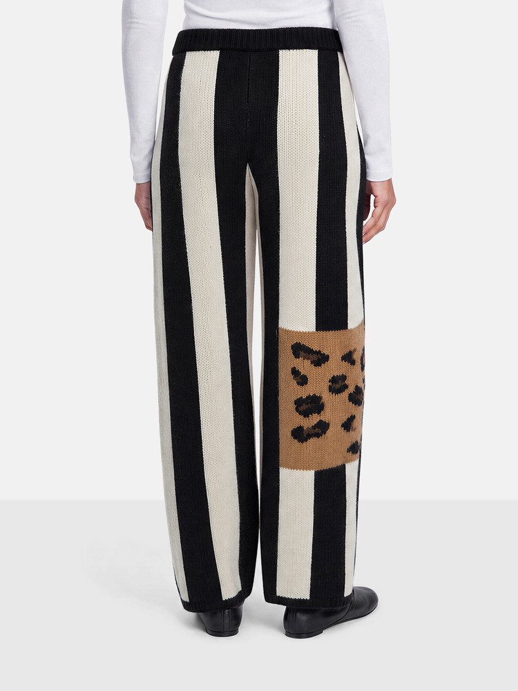 Joseph Striped & Leopard Cashmere Knit Trousers