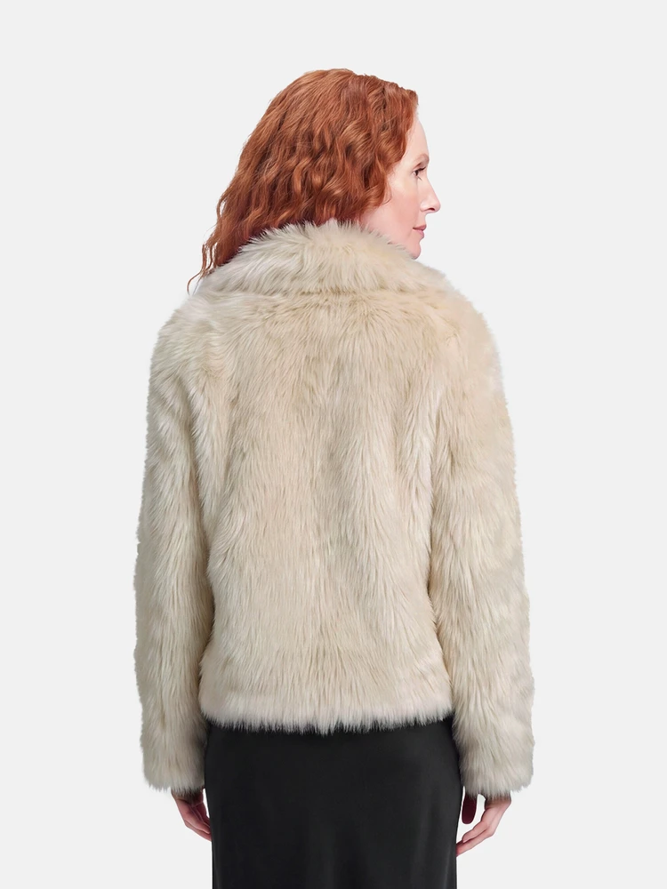 The Kooples Ecru Faux Fur Coat