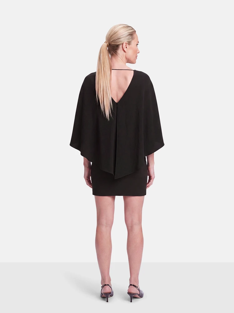 Halston Heritage Black V-Neck Mini Dress