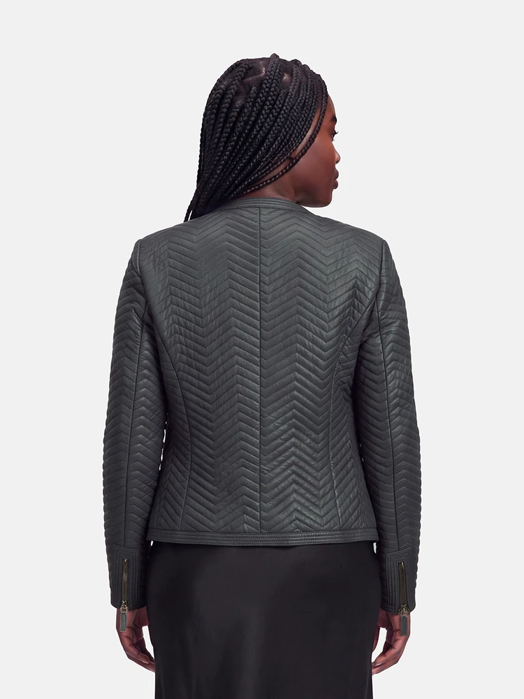 Emporio Armani Grey Quilted Leather Jacket