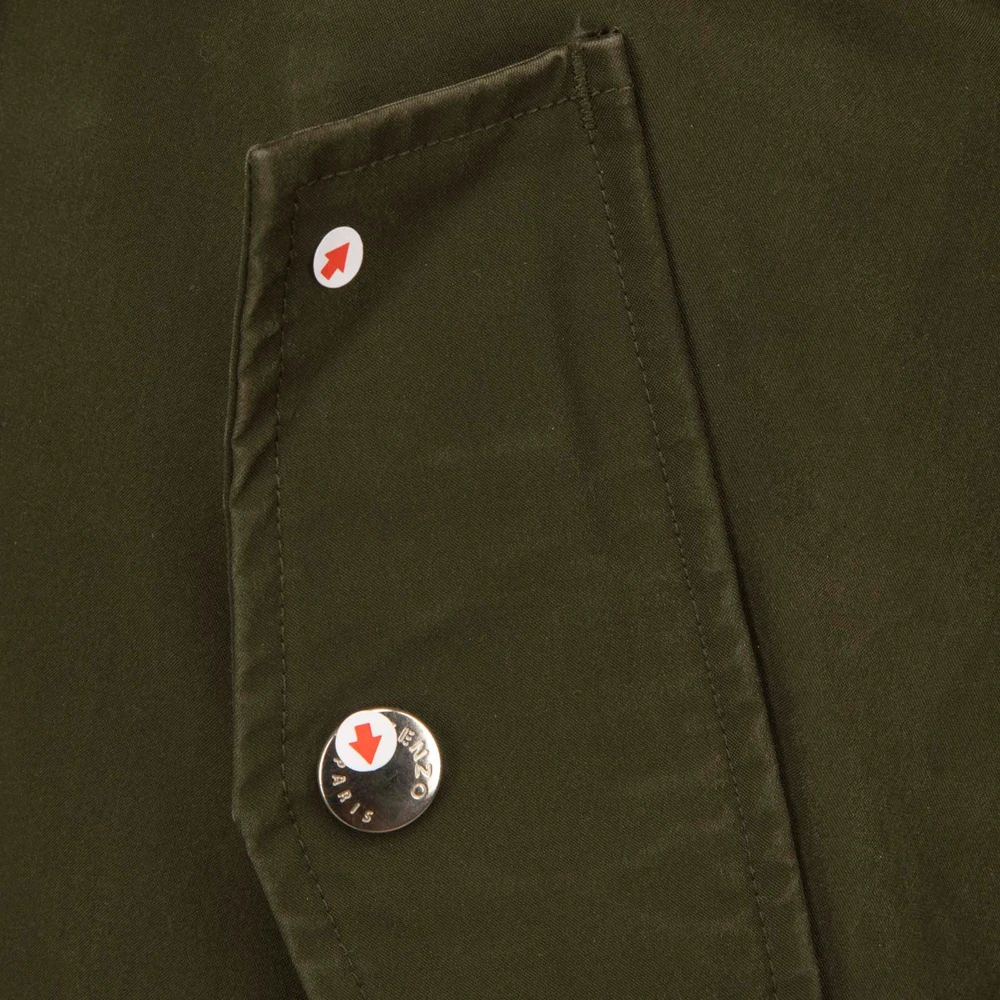 Kenzo Khaki Fur Trim Hooded Down Jacket