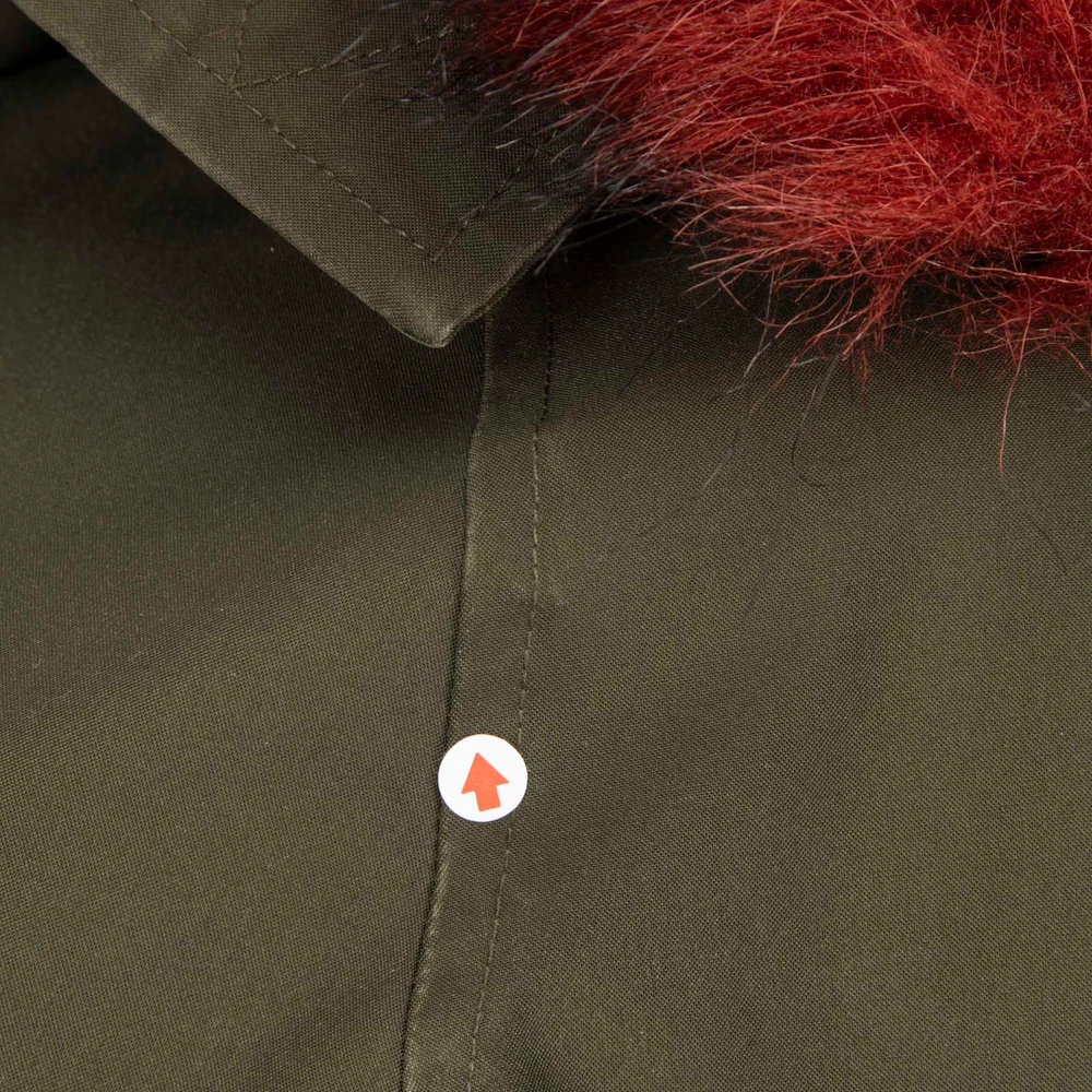 Kenzo Khaki Fur Trim Hooded Down Jacket