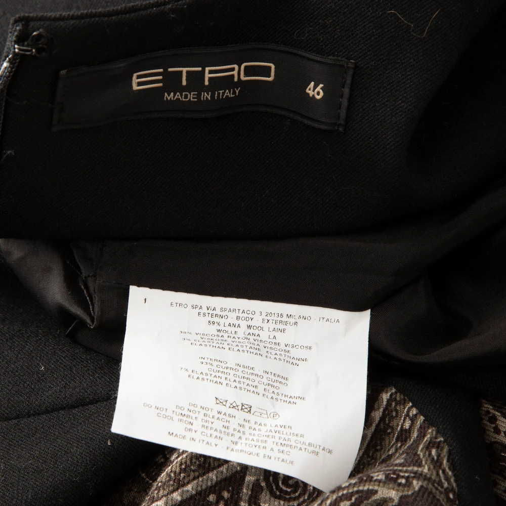 Etro Black & Grey Wool Abstract Dress