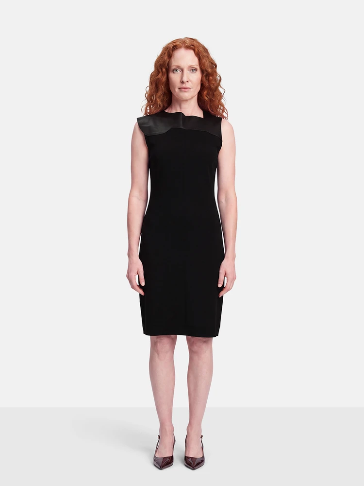 Bottega Veneta Black Leather Panel Dress