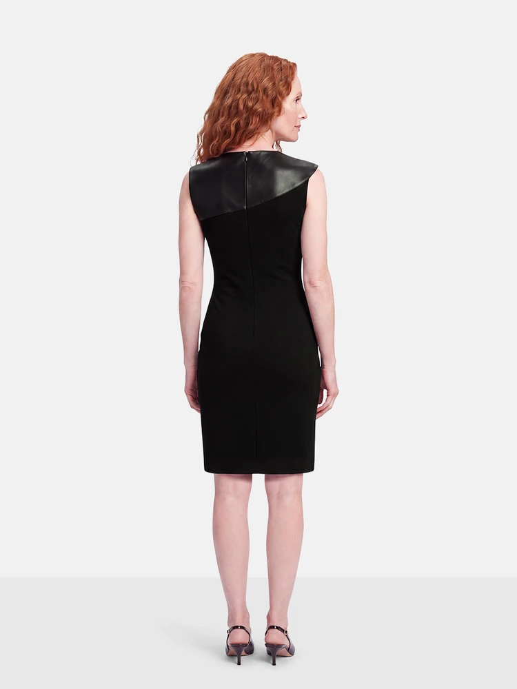 Bottega Veneta Black Leather Panel Dress