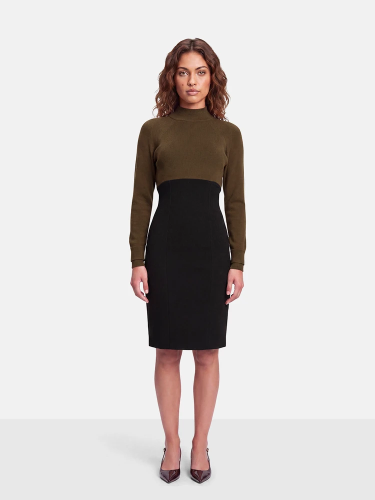 Burberry Green & Black Knit Panel Dress