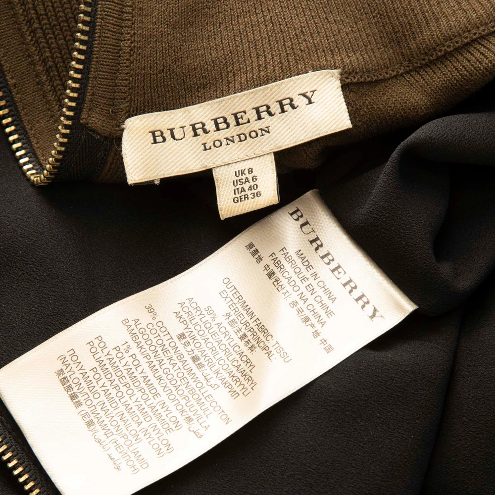Burberry Green & Black Knit Panel Dress