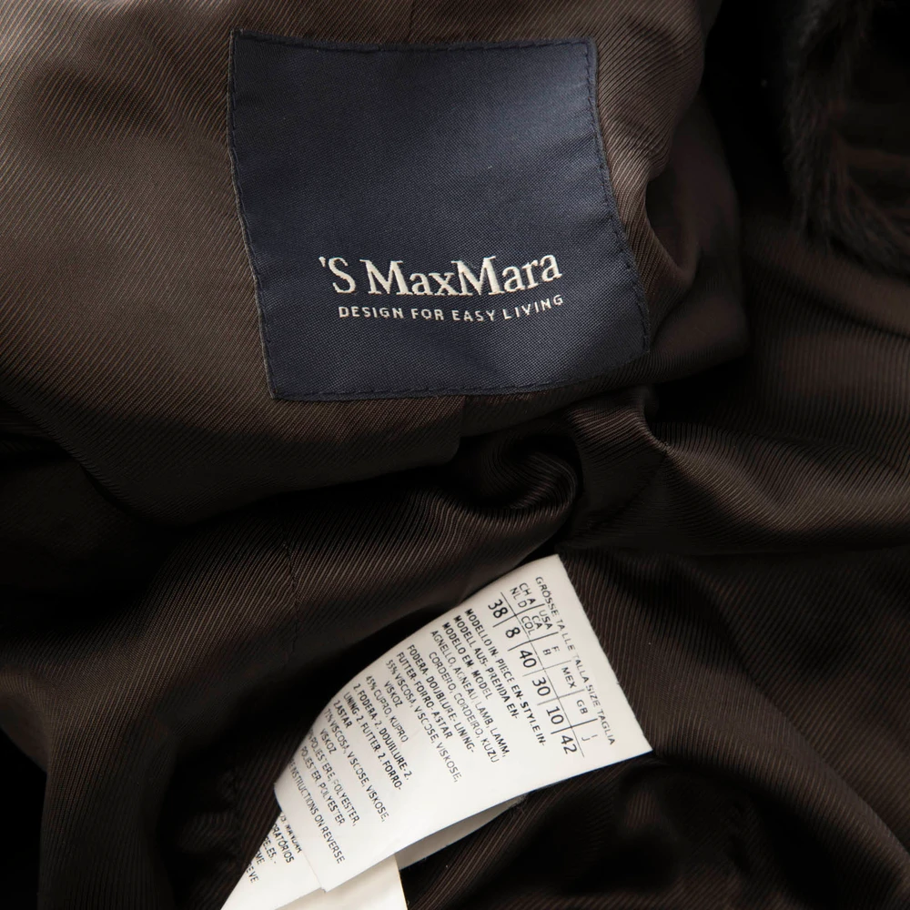 Max Mara Brown Lamb Fur Mid Length Coat