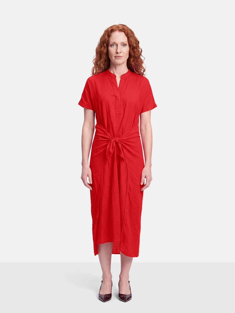 Vince Red Front Tie Midi Dress