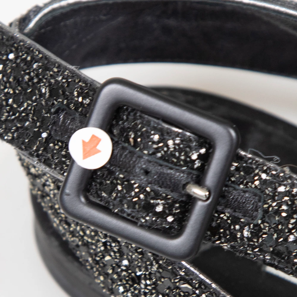 Jimmy Choo Black Glitter Point Toe Lou Flats