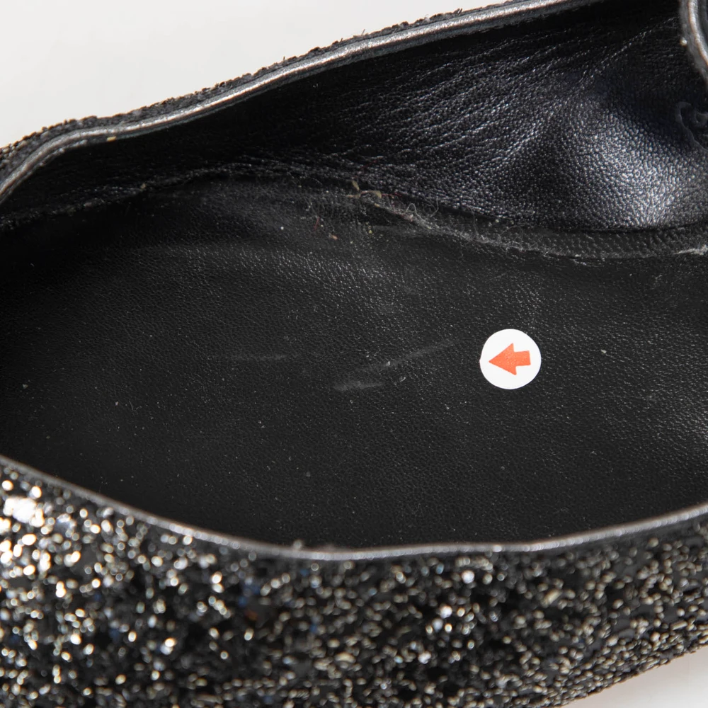 Jimmy Choo Black Glitter Point Toe Lou Flats