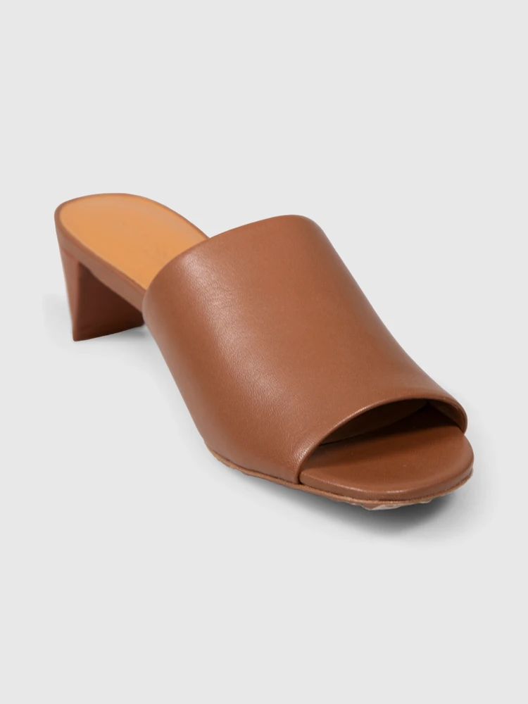 Clergerie Brown Leather Open Toe Lux Mules