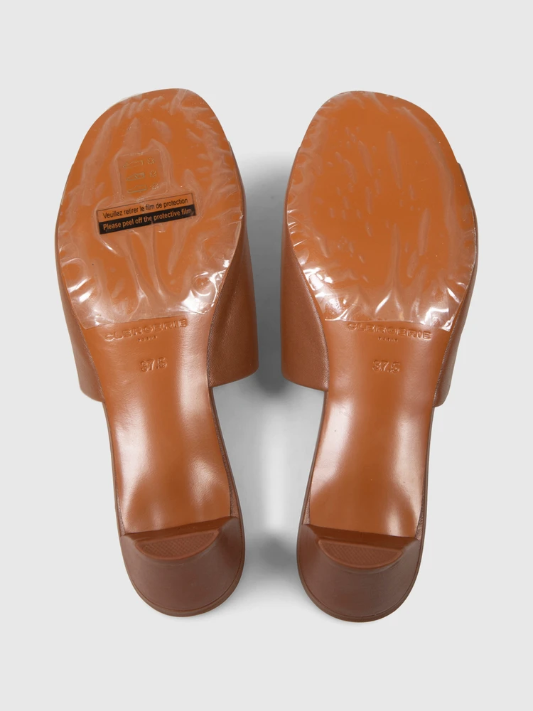 Clergerie Brown Leather Open Toe Lux Mules