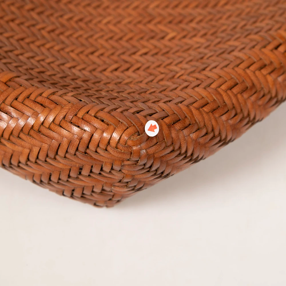 Dragon Diffusion Brown Leather Woven Tote Bag