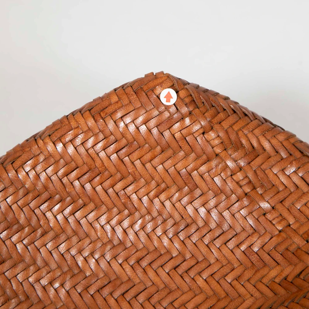 Dragon Diffusion Brown Leather Woven Tote Bag