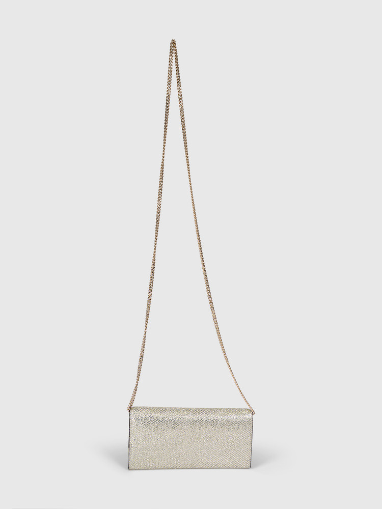 Jimmy Choo Silver Glitter Milla Clutch Bag