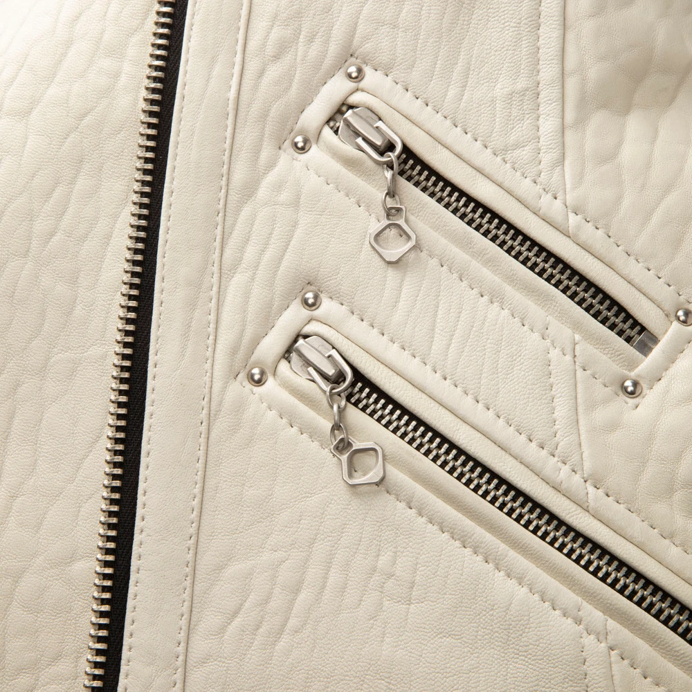 Isabel Marant White Leather Biker Jacket