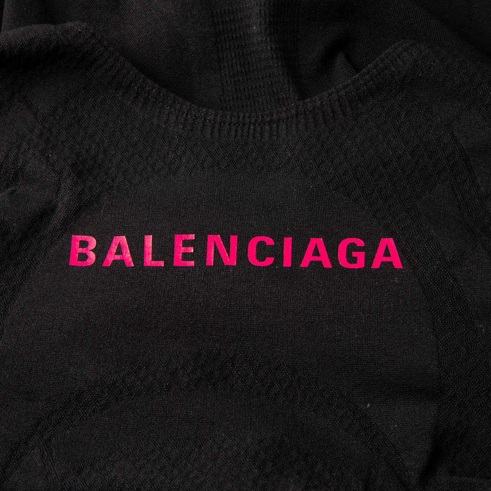 Balenciaga Black Long Sleeve Logo Print Top