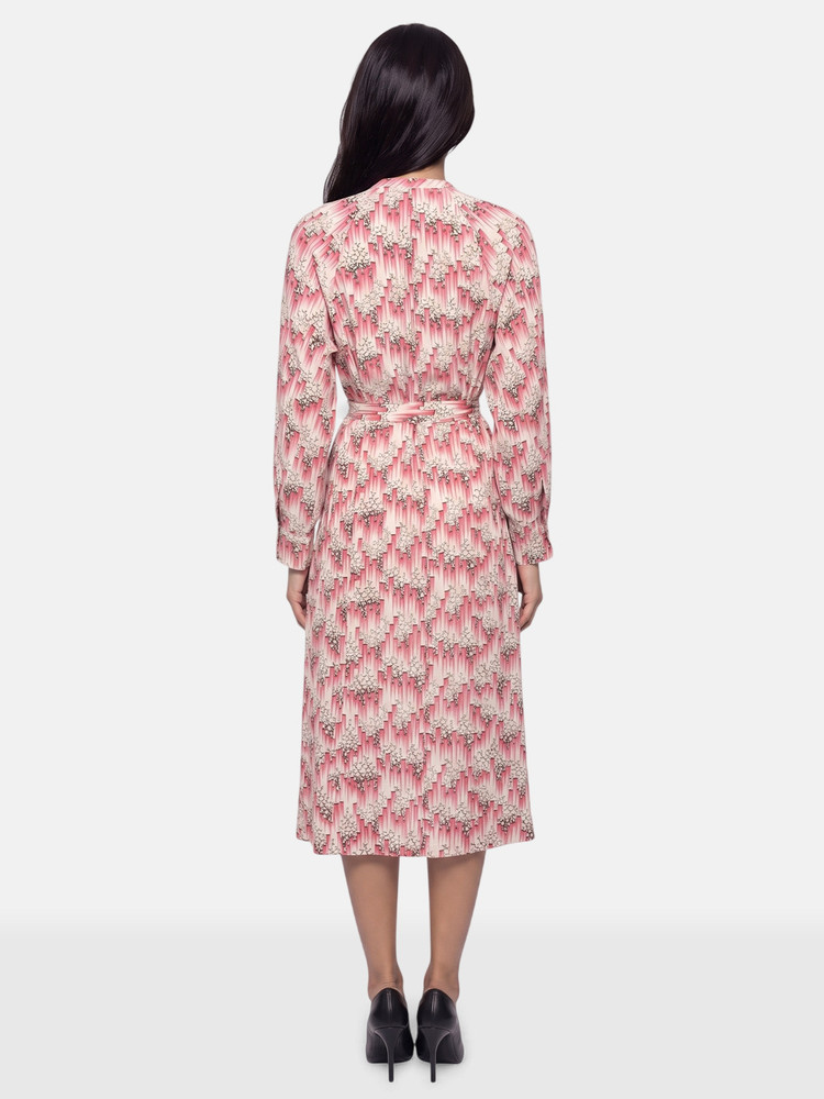 Isabel Marant Pink Silk Abstract Belted Dress