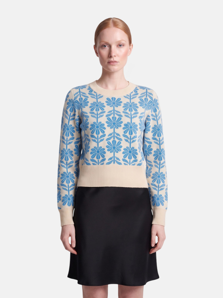 Sandro Blue Floral Patterned Jumper