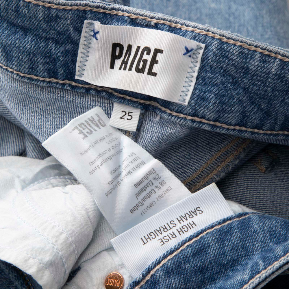 Paige Blue Distressed Straight Jeans