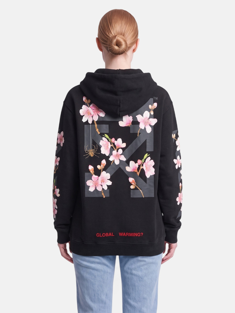 Off-White Black Floral Logo Hoodie