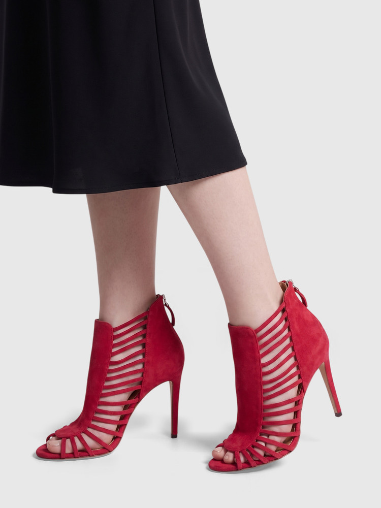 Aquazzura Red Suede Cut Out Heels