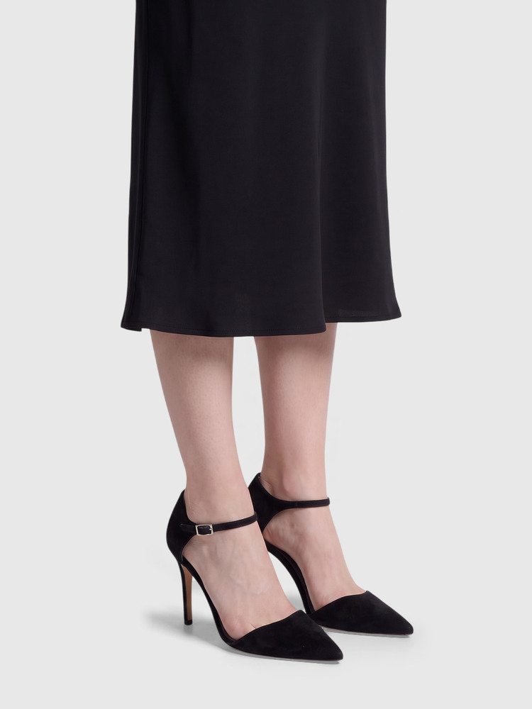 Gina Black Suede Point Toe Heels