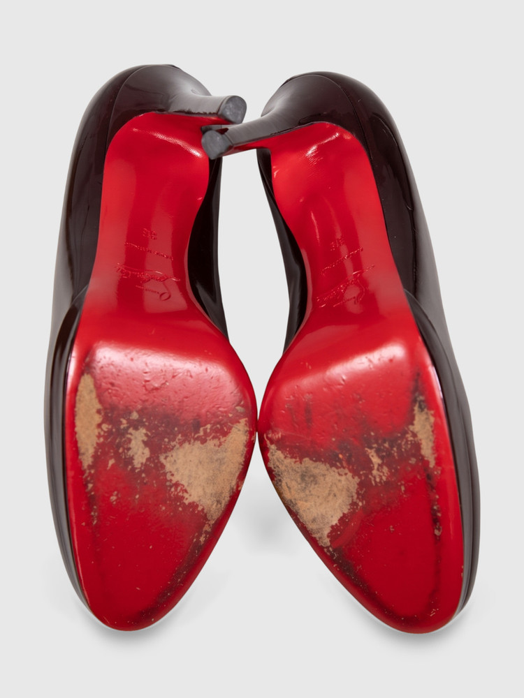 Christian Louboutin Burgundy Patent Platform Pumps