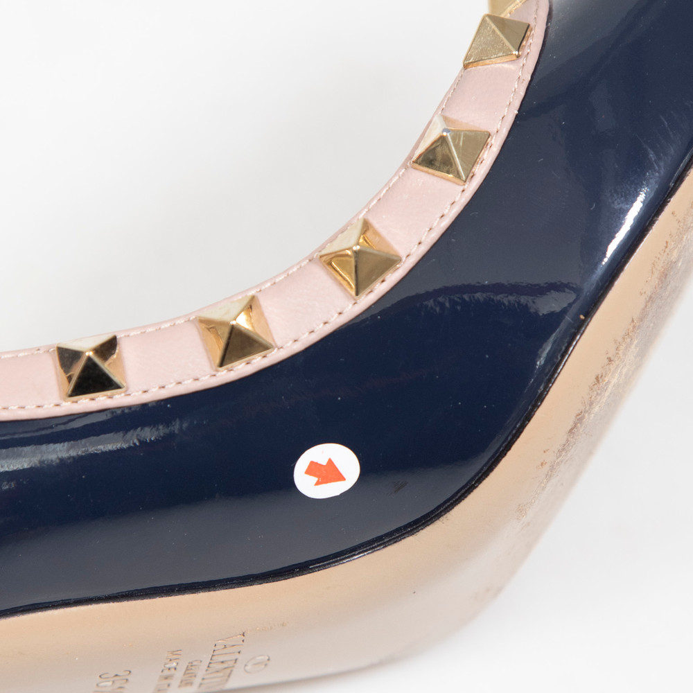 Valentino Garavani Navy Patent Leather Rockstud Pumps