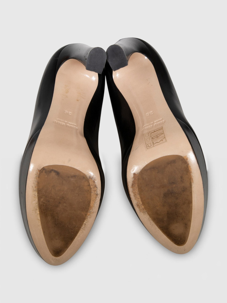 Miu Miu Black Leather Platform Pumps