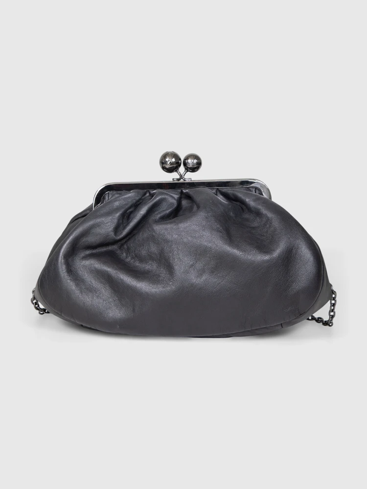 Max Mara Black Leather Pasticcino Clutch Bag