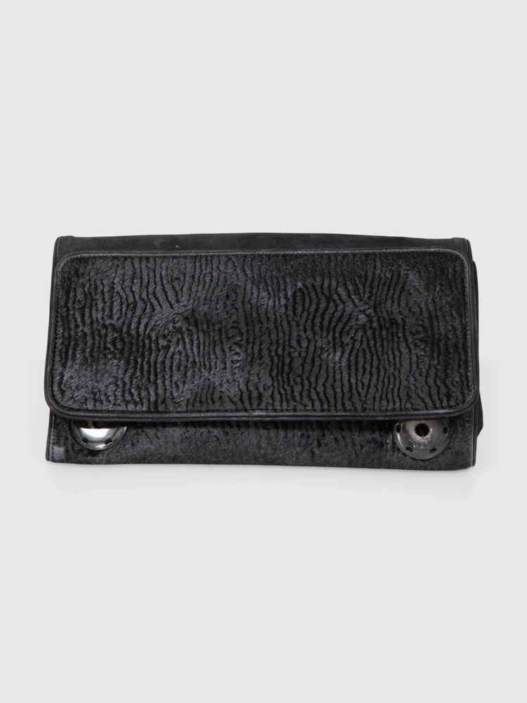 Dries Van Noten Black Ponyhair Clutch