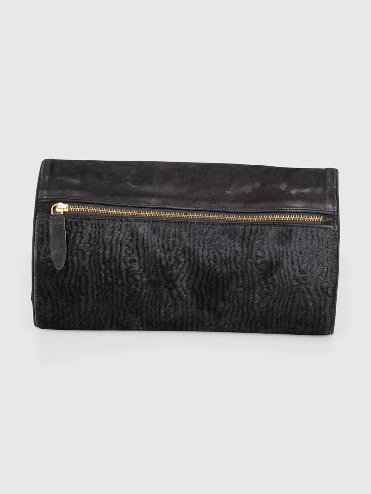 Dries Van Noten Black Ponyhair Clutch