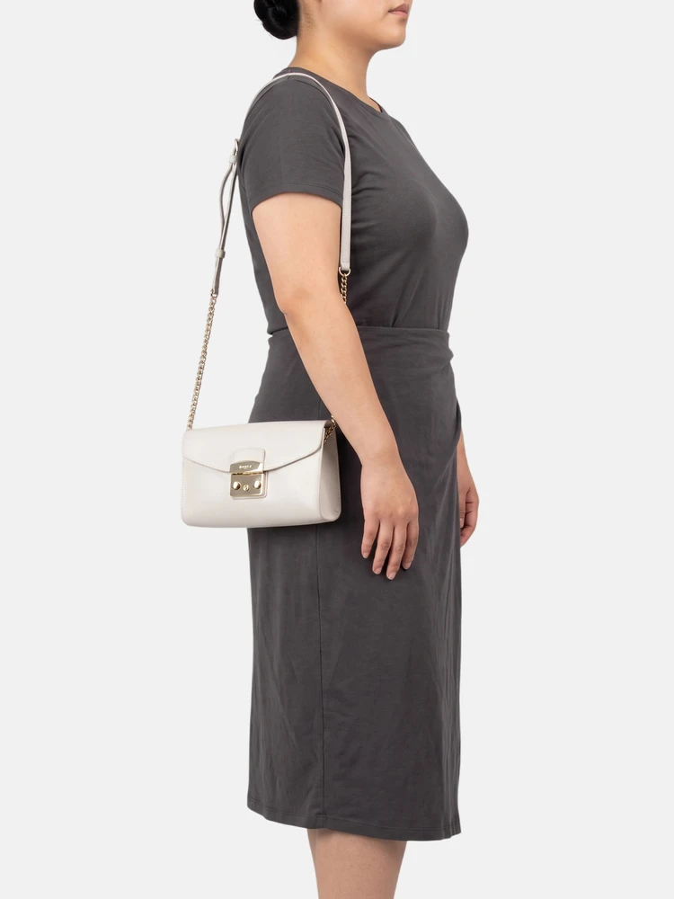Furla Beige Metropolis Leather Crossbody Bag