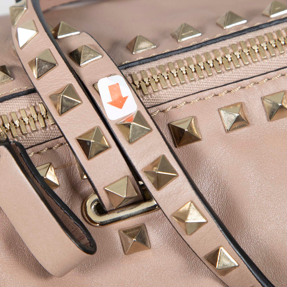 Valentino Garavani Beige Leather Rockstud Tote Bag