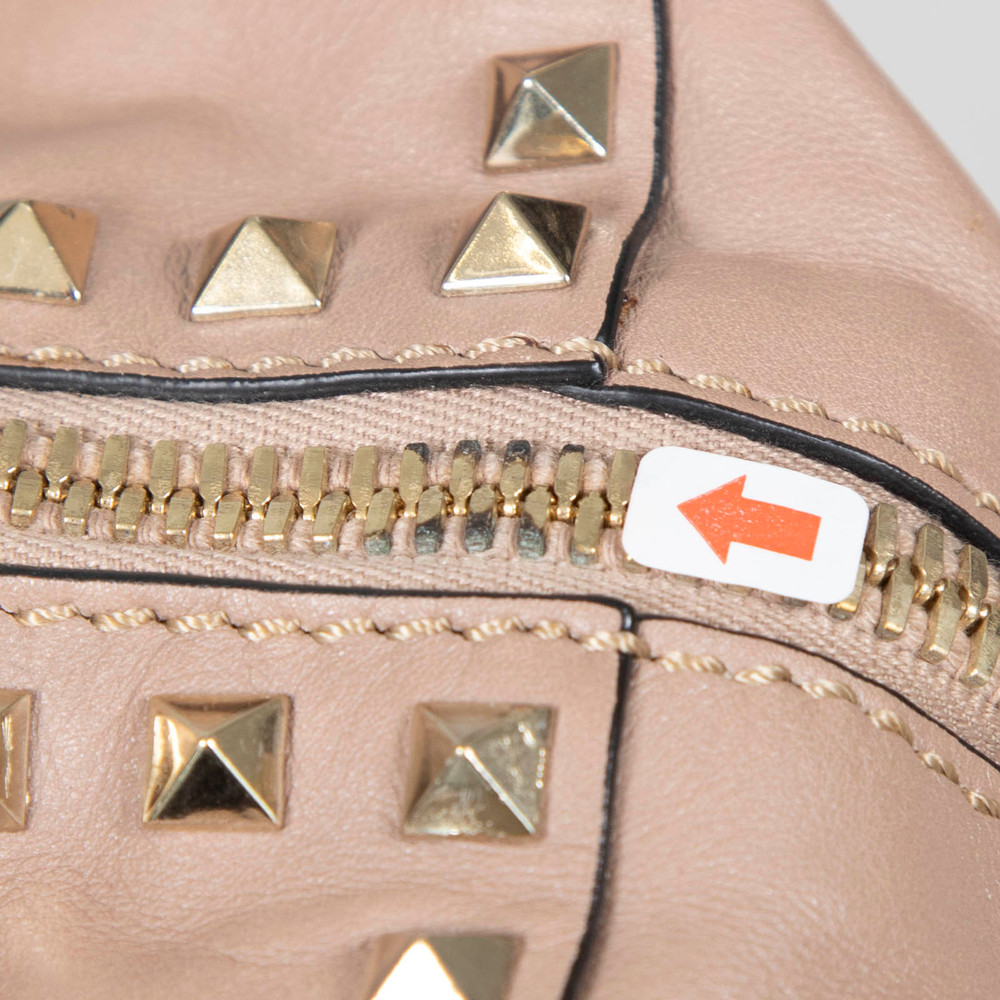 Valentino Garavani Beige Leather Rockstud Tote Bag
