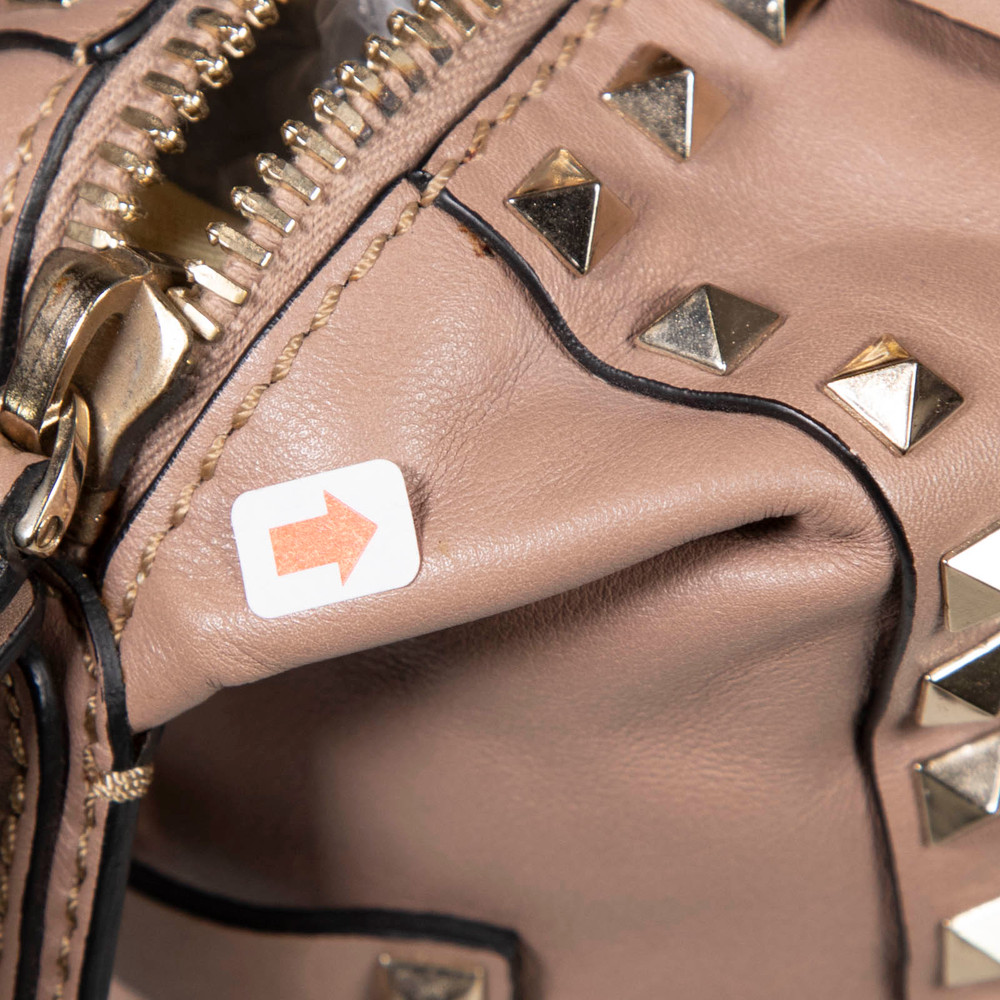 Valentino Garavani Beige Leather Rockstud Tote Bag